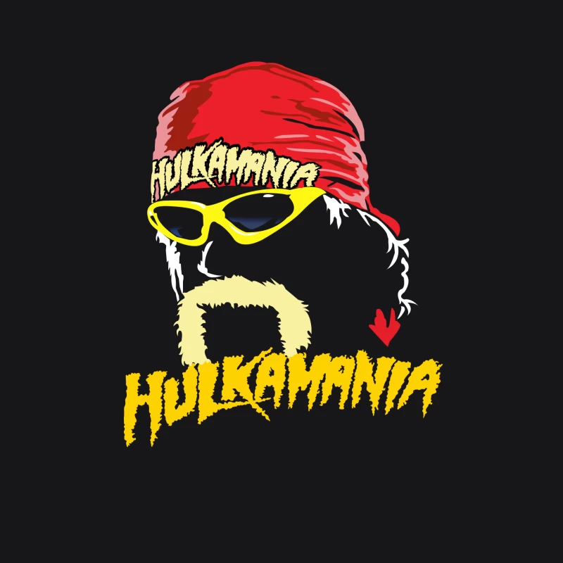 Hulkamania Wrestling Logo with Iconic Red Bandana and Yellow Sunglasses Female Pullover Hoodie