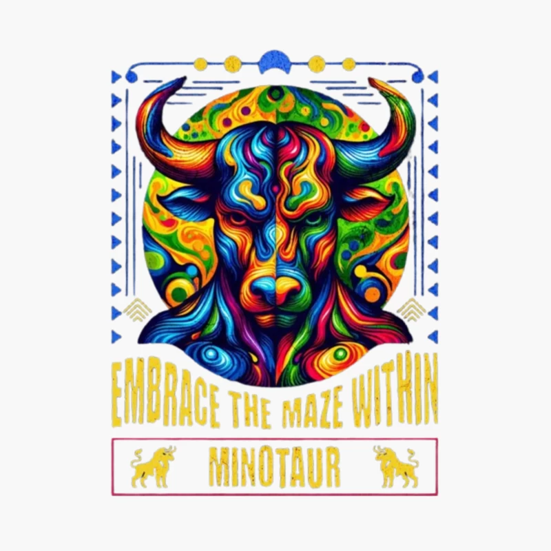 Psychedelic Minotaur: Embrace the Maze Within Cotton Tote Bag