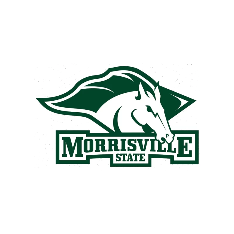 Morrisville State College Athletics Logo with White Horse Mascot Tapestry