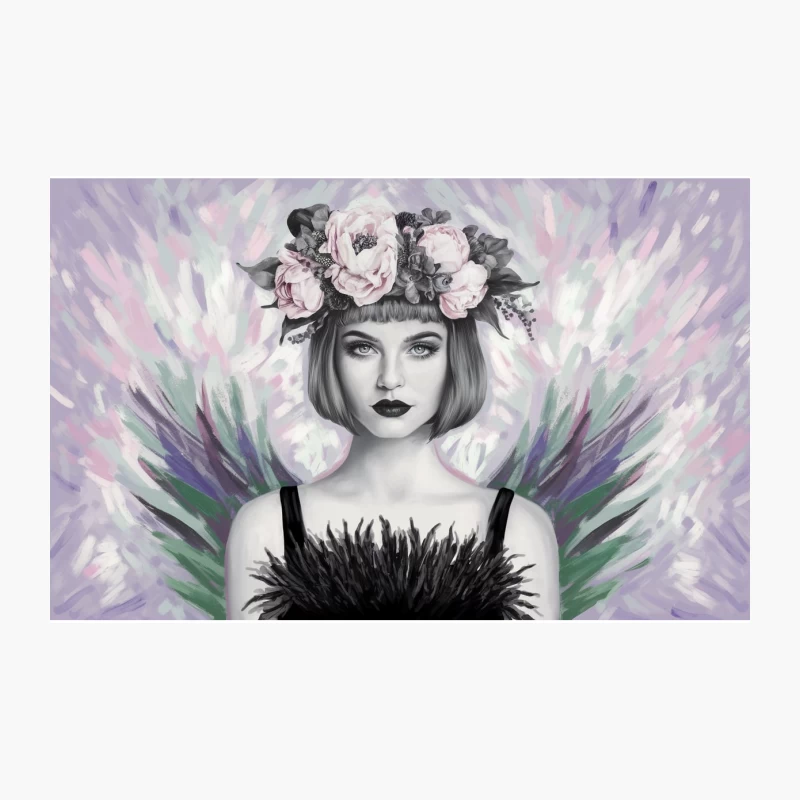 Ethereal Portrait with Floral Crown and Feathers Travel Mug