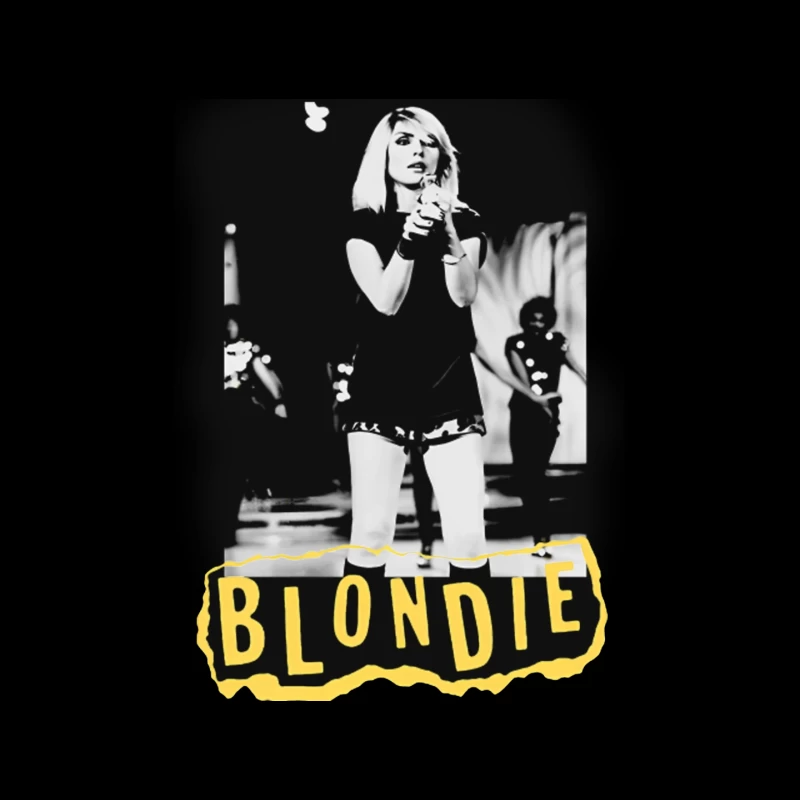 Iconic Blondie Concert Performance in Black and White, 1970s Mouse Pad