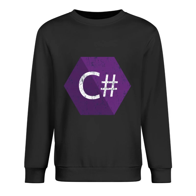 C# Programming Language Logo in Purple Hexagon Male Pullover Sweatshirt