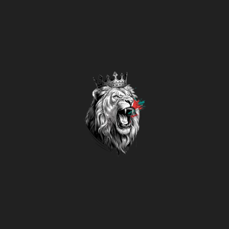Crowned Lion's Fierce Roar: Royal Art with Colorful Splash Bucket Hat
