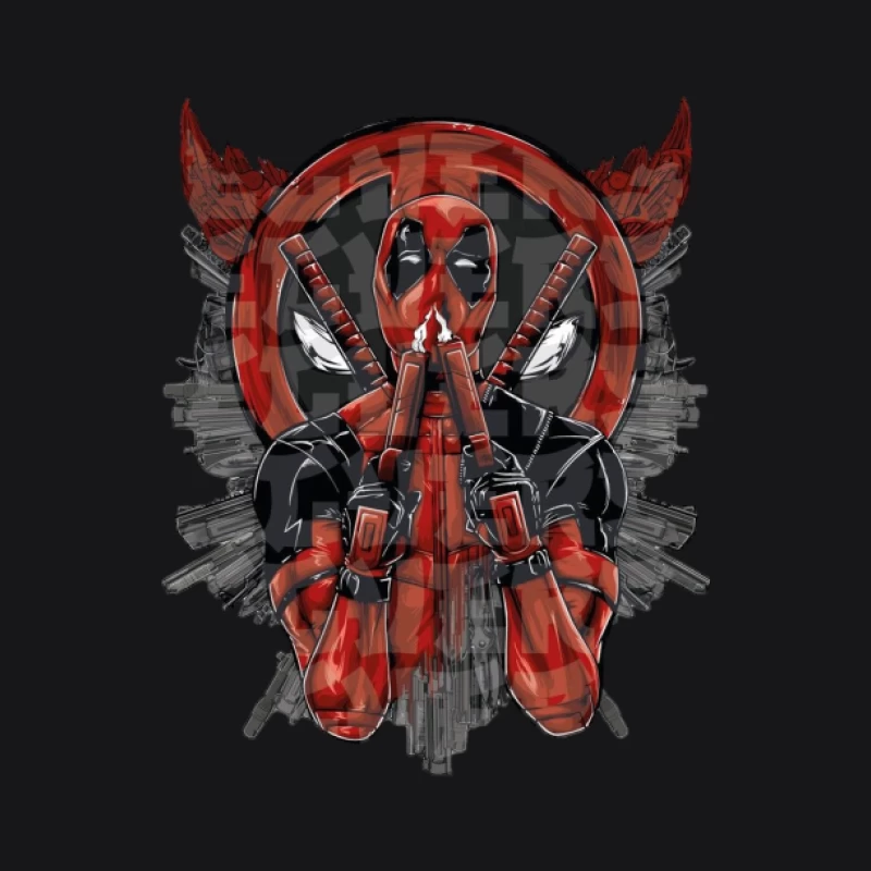 Deadpool Kunstdesign mit Pistolen Damen Pullover Hoodie