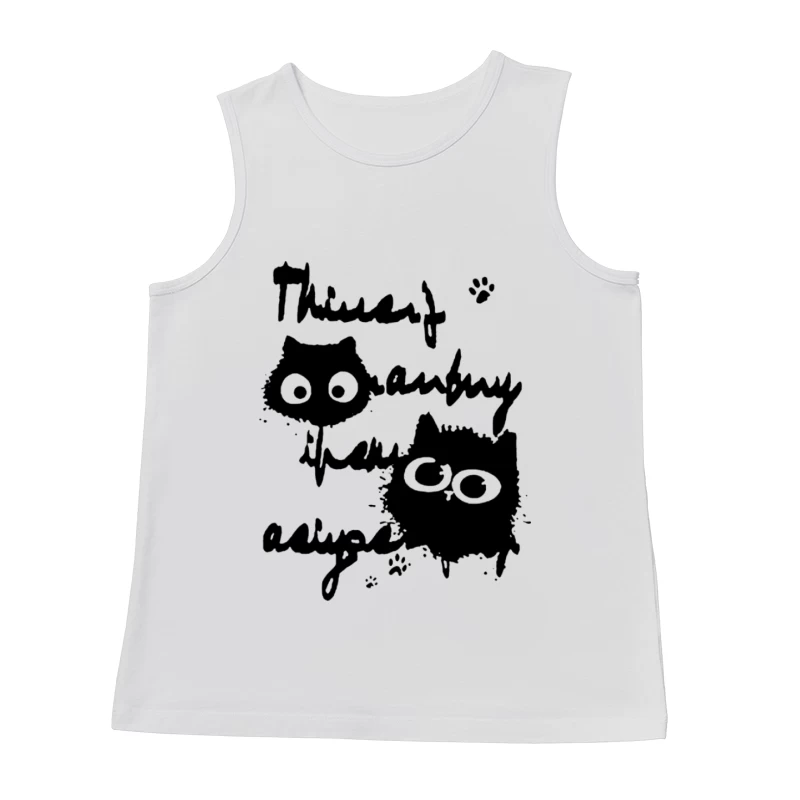 Niedliche Katzenzeichnung mit Schrift Herren Tanktops