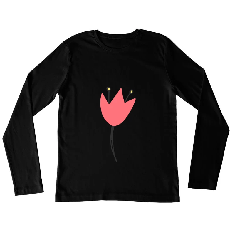 Fleur rouge dessinée à la main Femme Manches Longues T-Shirt