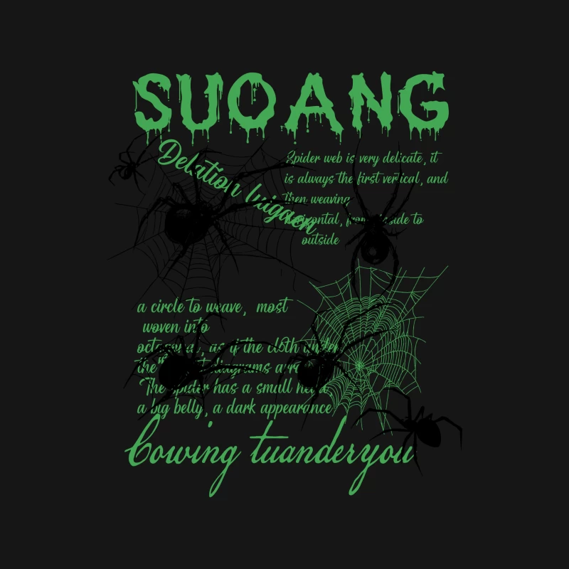 Grüner Spinnennetz-Schriftzug-Design Herren Langarm T-Shirt