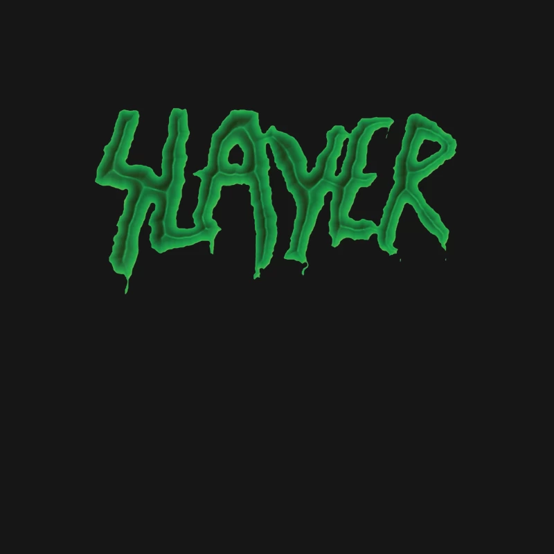 Green Horror-Style Dripping Text "SLAYER" Male T-Shirt