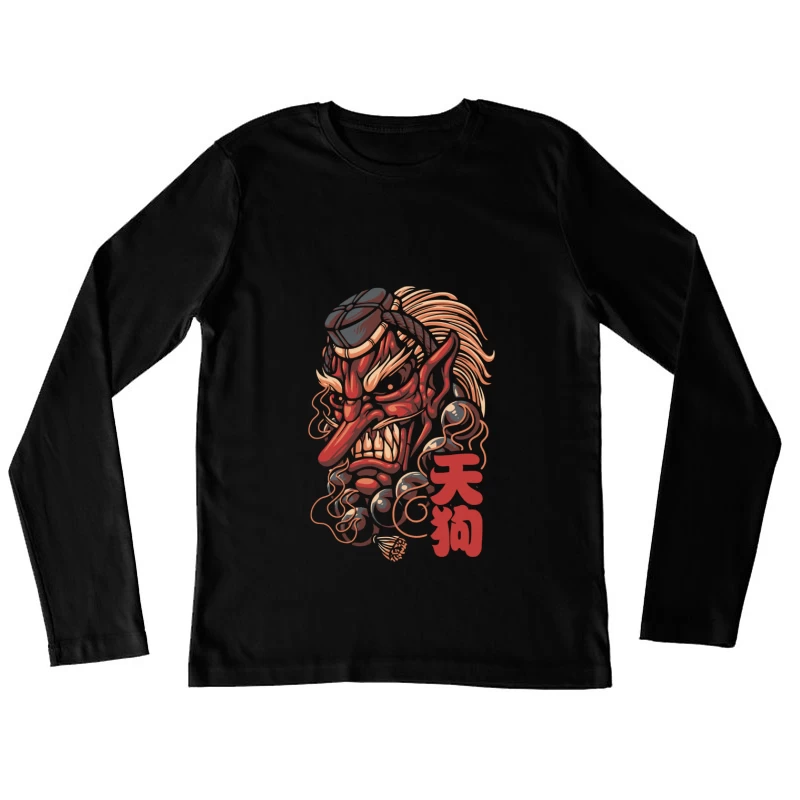 Ferocious Demon Illustration in Traditional Art Style Female Long Sleeve T-Shirt