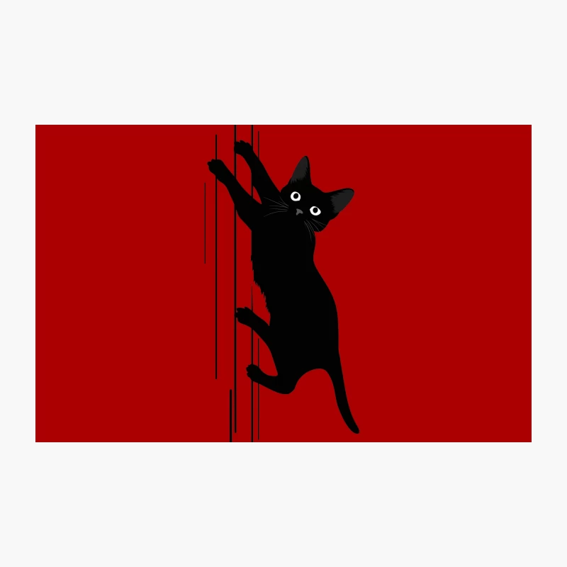 Playful Black Cat Scratching Cartoon Travel Mug