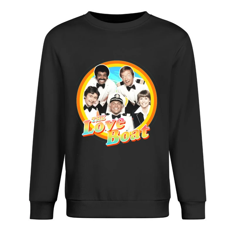 The Love Boat Classic TV Show Cast Promotional Image with Rainbow Circle Frame Male Pullover Sweatshirt