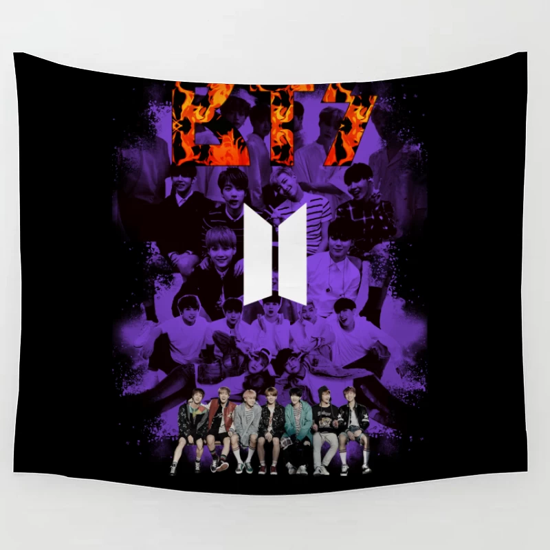 BTS K-Pop Group Art Tapestry