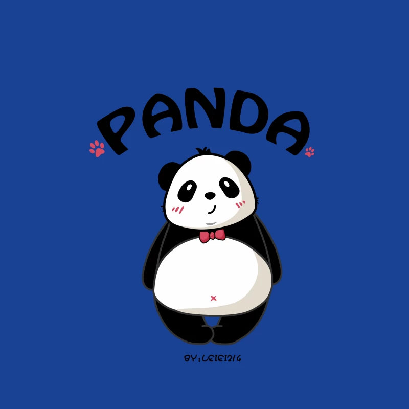 Niedliche Panda-Zeichentrickfigur mit roter Fliege