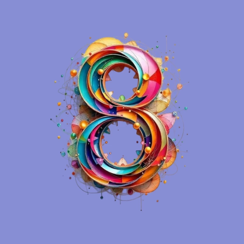 Abstract Colorful Number 8 Digital Art Design Pin