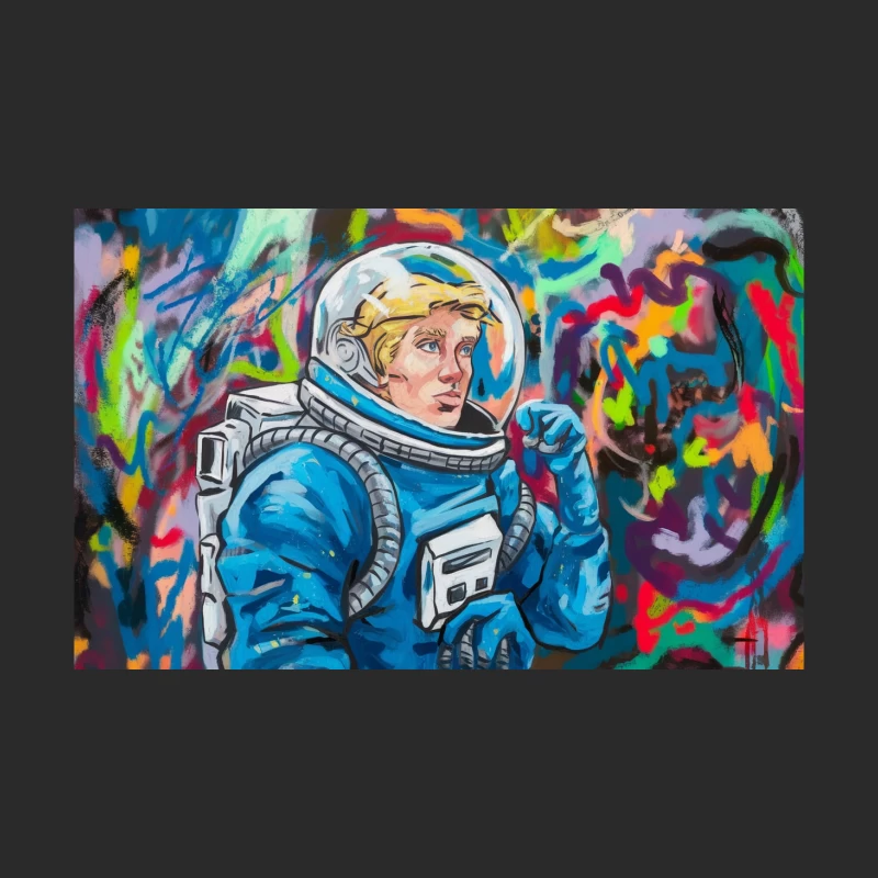 Astronaut Portrait in Vibrant Street Art Style Baseball Cap