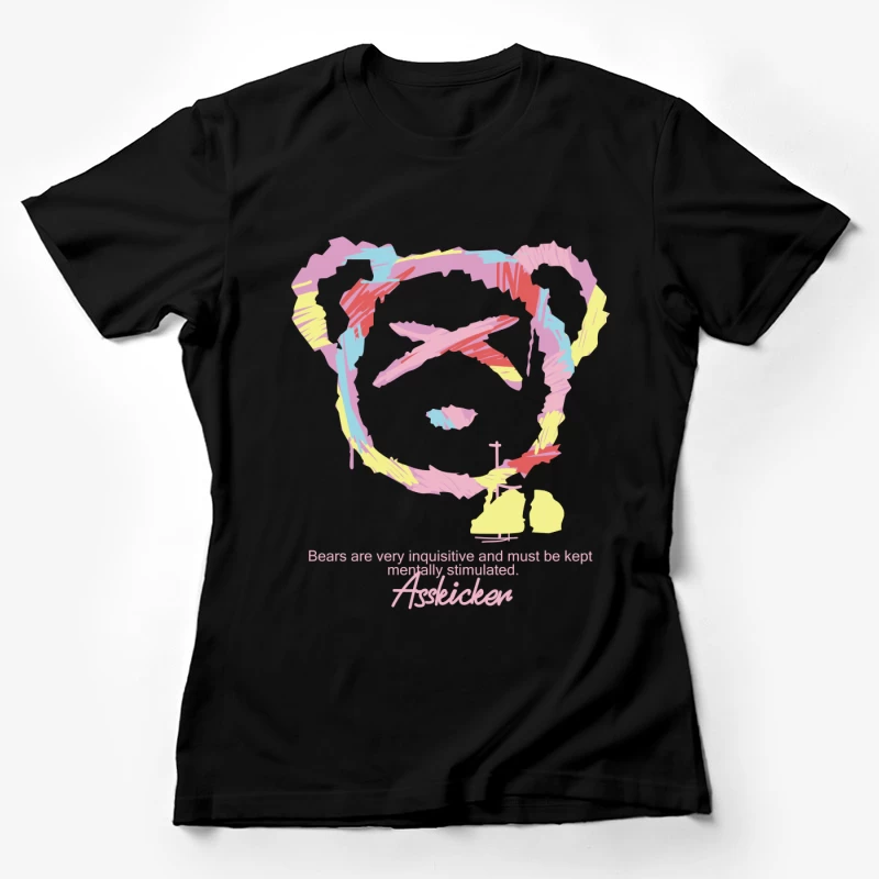 Bunter Bärenkopf mit Spruch Damen T-Shirt