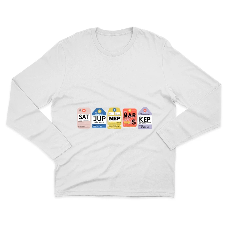 Futuristische Gepäcketiketten Designs Herren Langarm T-Shirt
