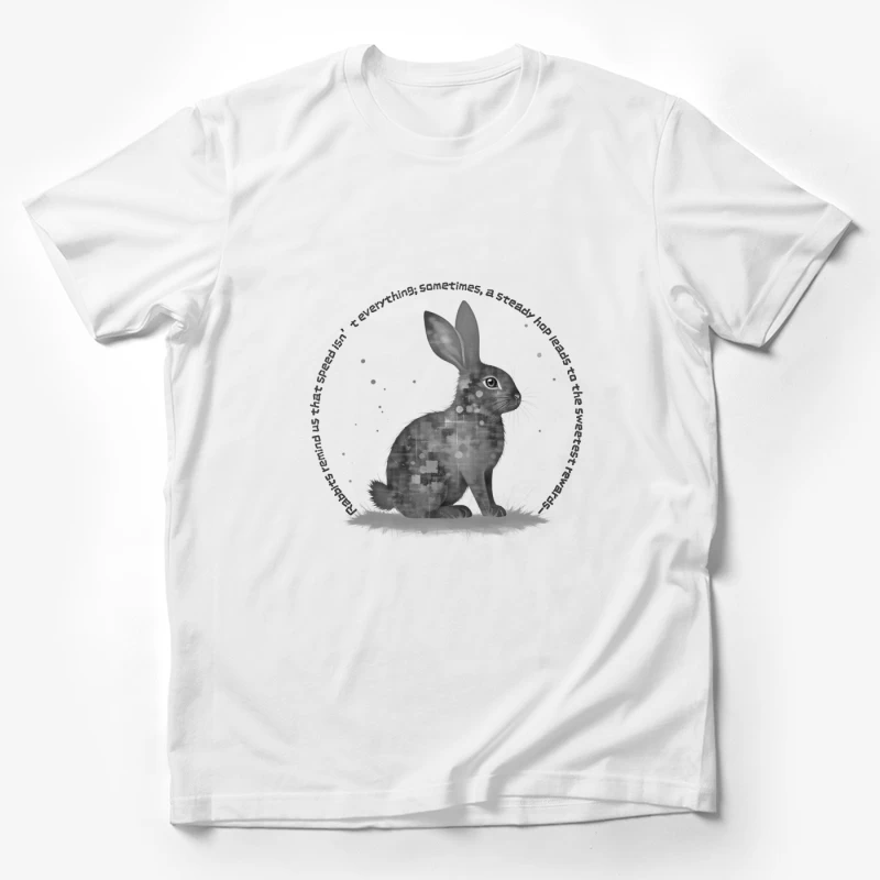 Geometric Rabbit with Circular Inspirational Message Male T-Shirt