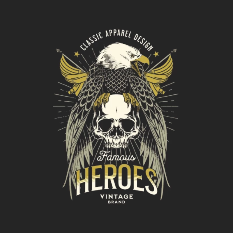 Heroic Eagle Skull with Golden Wings Vintage Design Male Pullover Sweatshirt