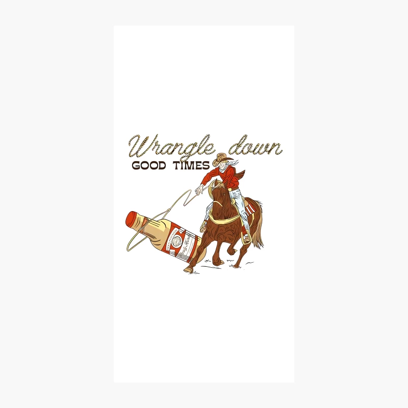 Humorous Western Cowboy Roping Alcohol on Horseback Illustration iPhone Case