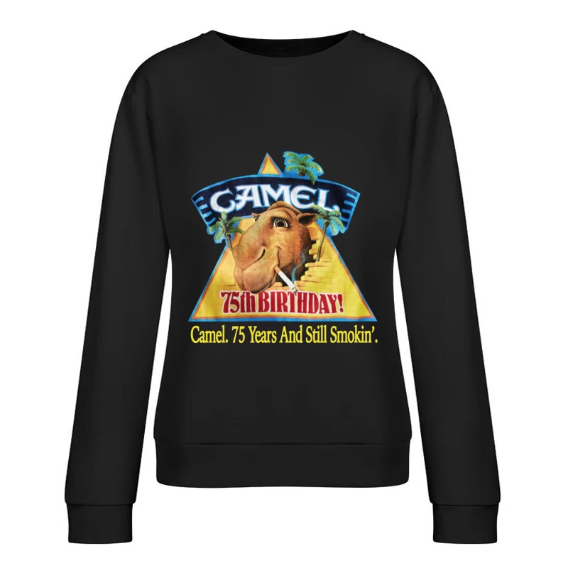 Camel Cigarettes 75th Anniversary Vintage Advertisement with Mascot Female Pullover Sweatshirt