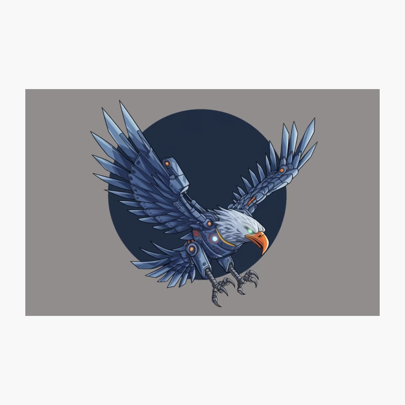 Mechanical Eagle: A Futuristic Robotic Bird in Digital Art Travel Mug