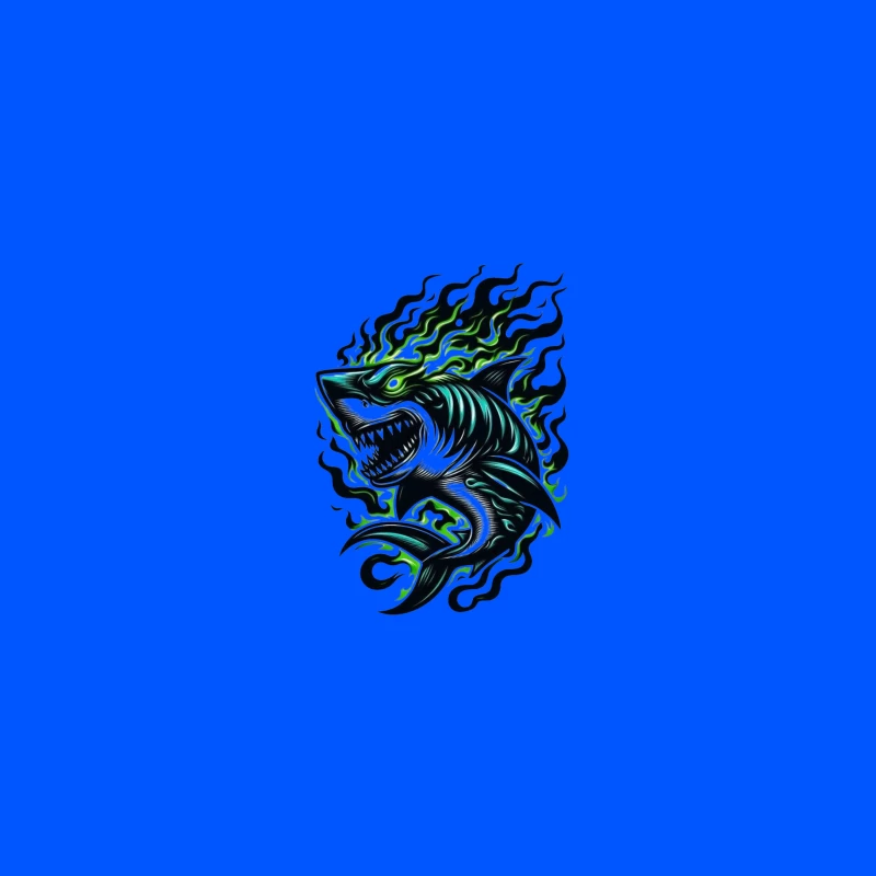 Fierce Tribal Shark with Flames Coffee Mug