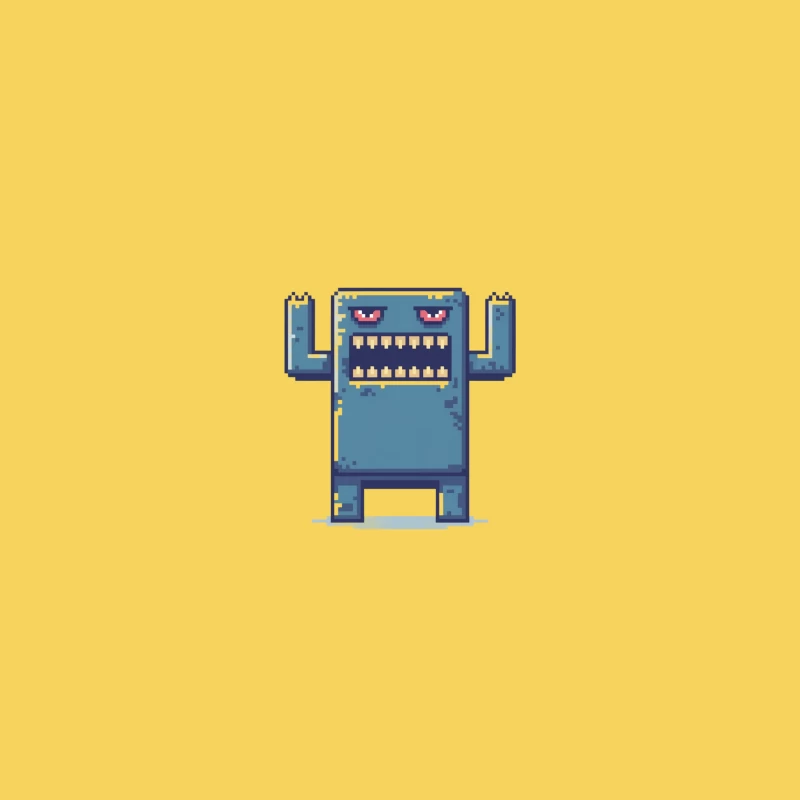 Cute Blue Pixel Art Monster Character Bucket Hat