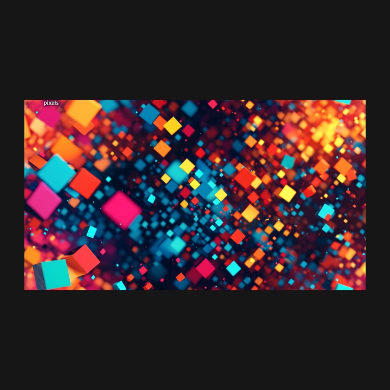 Vibrant Geometric Pixel Abstract in 3D Desk Mat