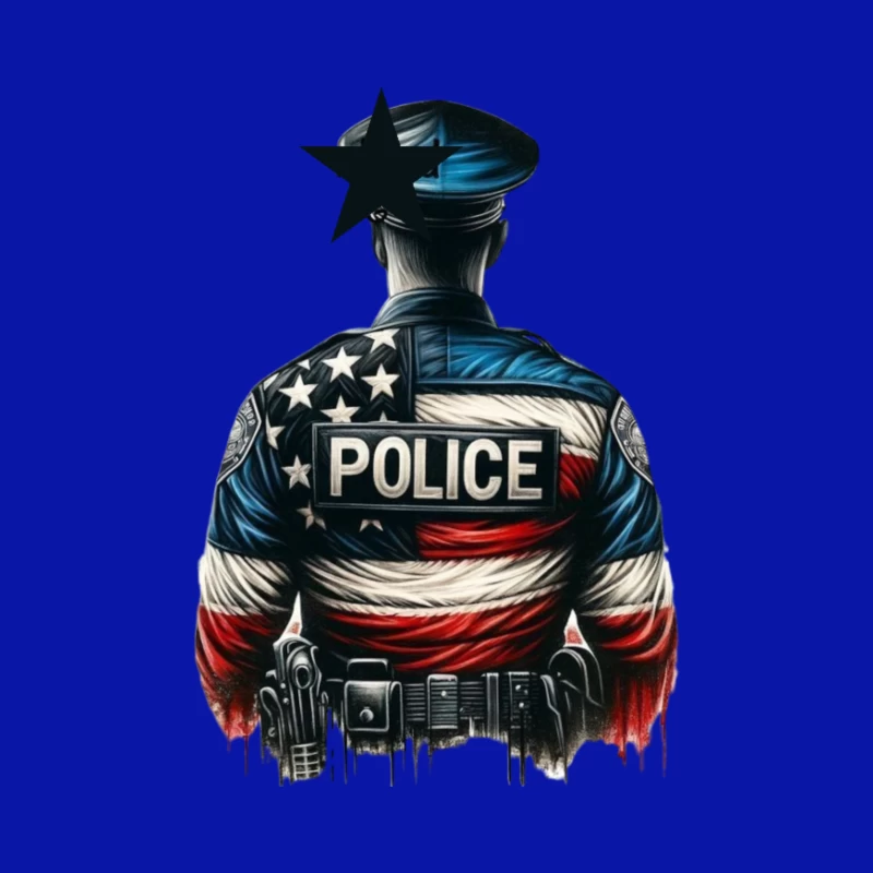 Patriotic Police Art Illustration Throw Pillow