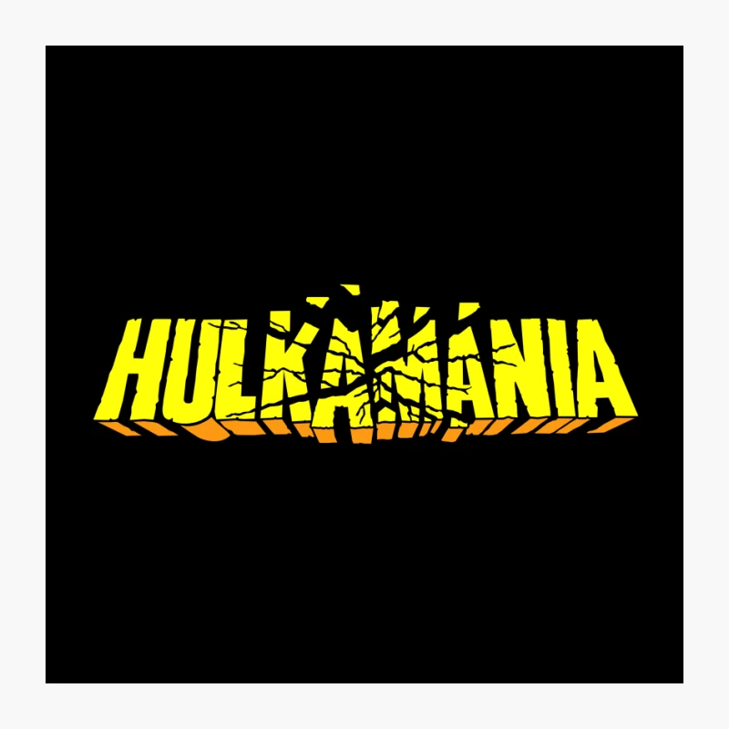Hulkamania Wrestling Logo: Yellow Cracked Typography Design Pin