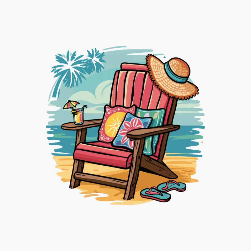 Relaxing Beach Chair Setup with Summer Accessories Cotton Tote Bag