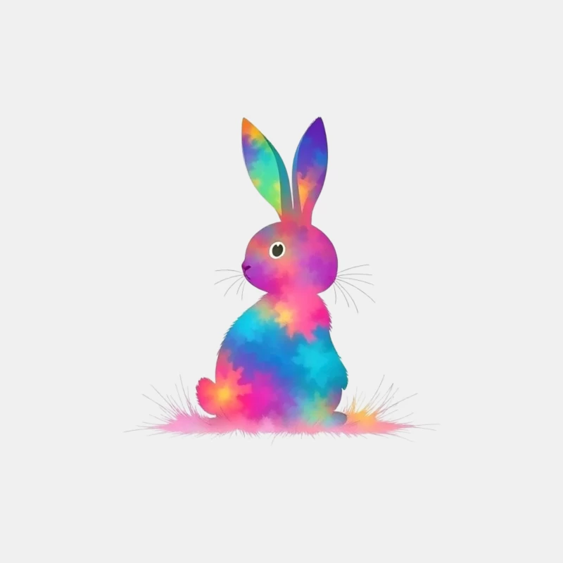 Whimsical Rainbow Watercolor Bunny Illustration Male Tank Top