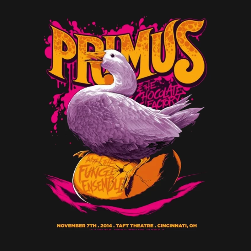 Primus Rock Band Concert Poster with Purple Duck Design Female T-Shirt