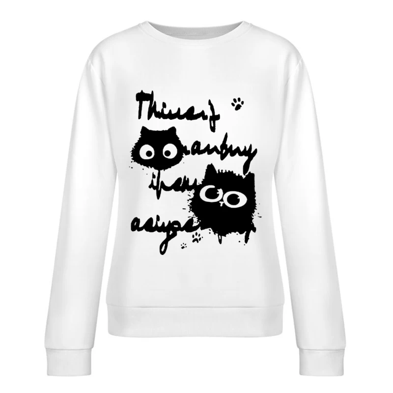 Niedliche Katzenzeichnung mit Schrift Damen Pullover Sweatshirt