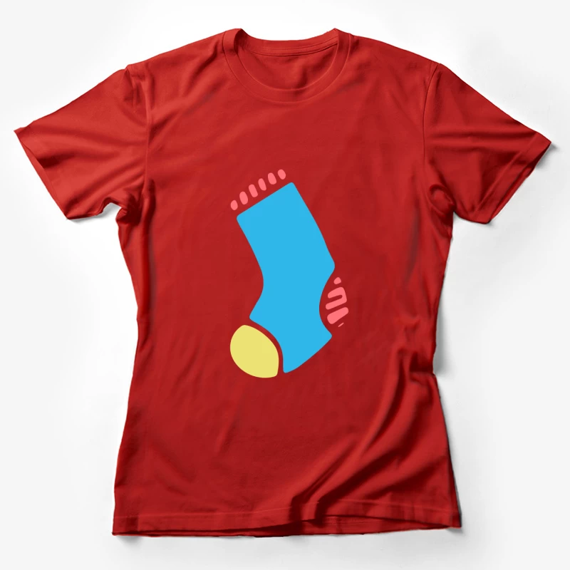 Chaussette bleue avec détails colorés Femme T-Shirt
