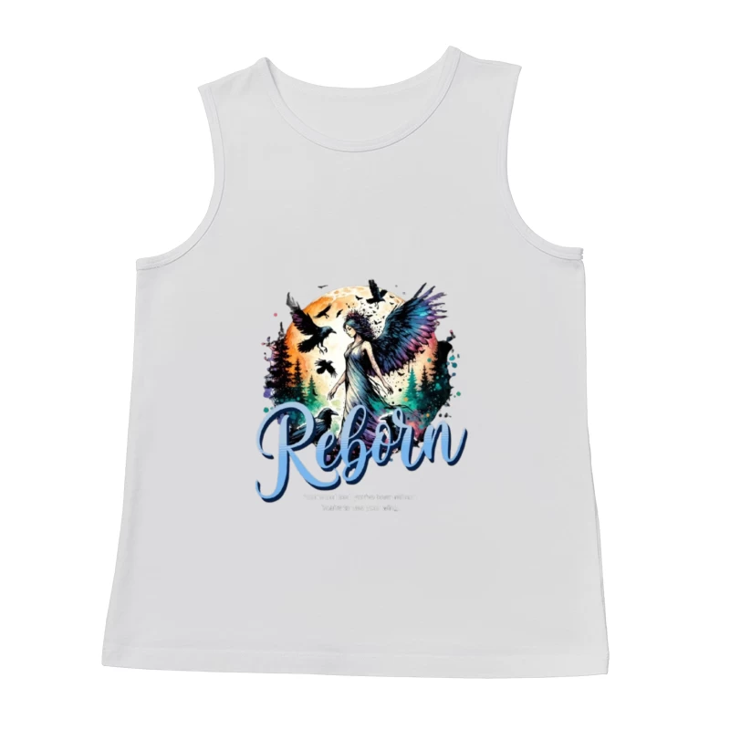 Ethereal Angel Reborn in Mystical Forest Sunset Male Tank Top