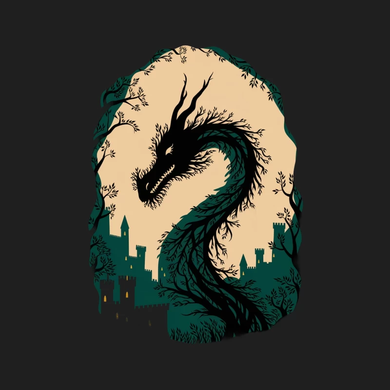 Mystical Dragon Silhouette Over Medieval Castle Male Tank Top