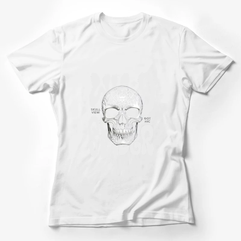 Gothic Anatomical Skull Sketch Illustration Female T-Shirt