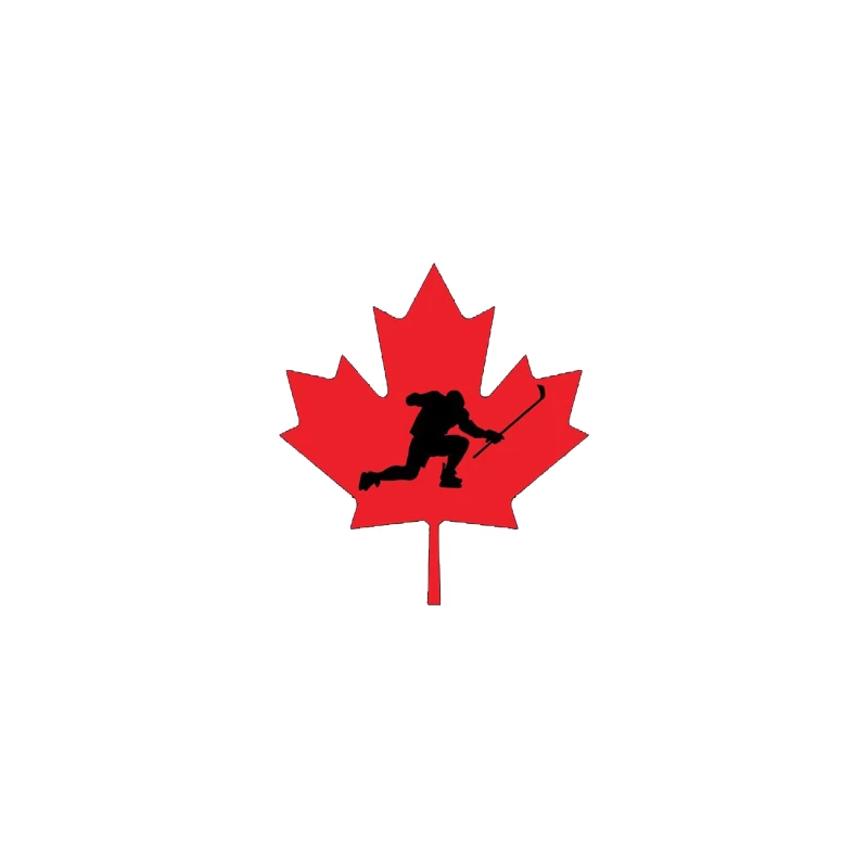 Canadian Hockey Player Silhouette on Red Maple Leaf iPhone Case