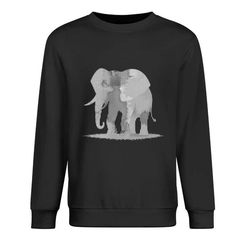 Striped Elephant Silhouette in Minimalist Line Art Male Pullover Sweatshirt