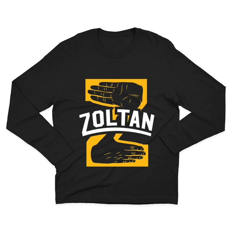 Zoltan Mystical Hand Reading Logo Design in Yellow and White Male Long Sleeve T-Shirt