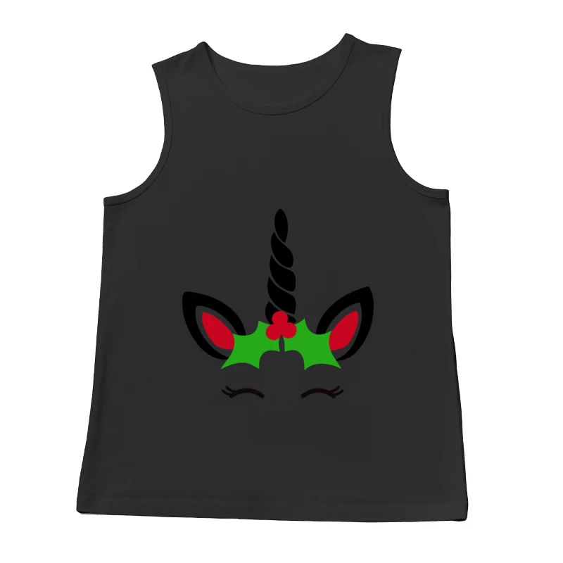 Corne de Licorne Festive avec Feuilles de Houx et Cils Homme Débardeur