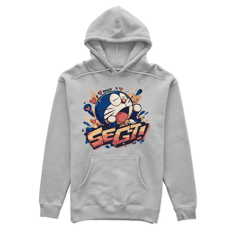 Fröhlicher Cartoon-Roboter schreit ausdrucksstark Damen Pullover Hoodie