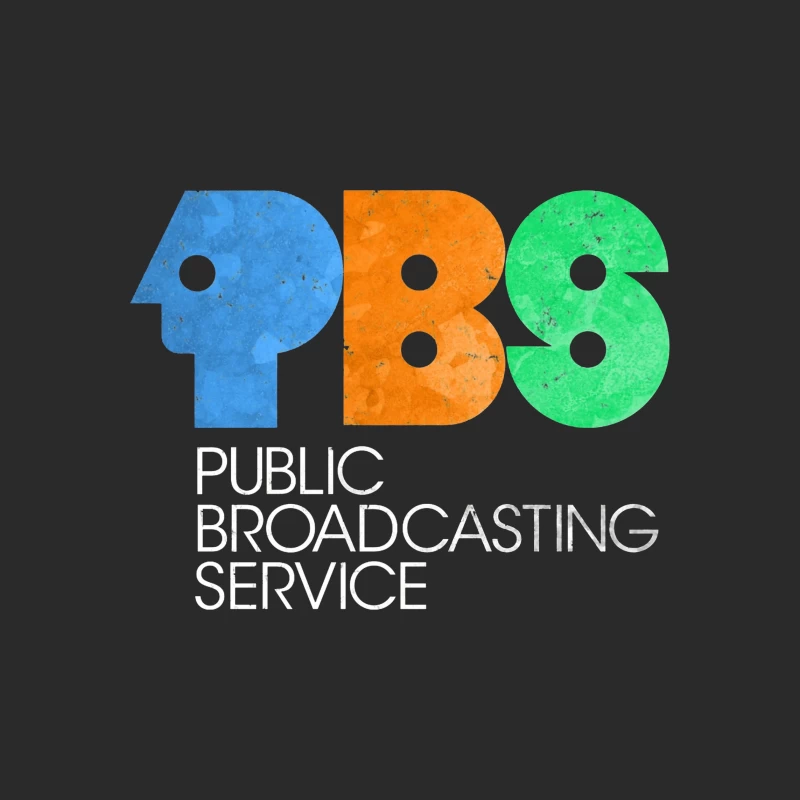 Colorful PBS Logo: Public Broadcasting Service Typography Baseball Cap