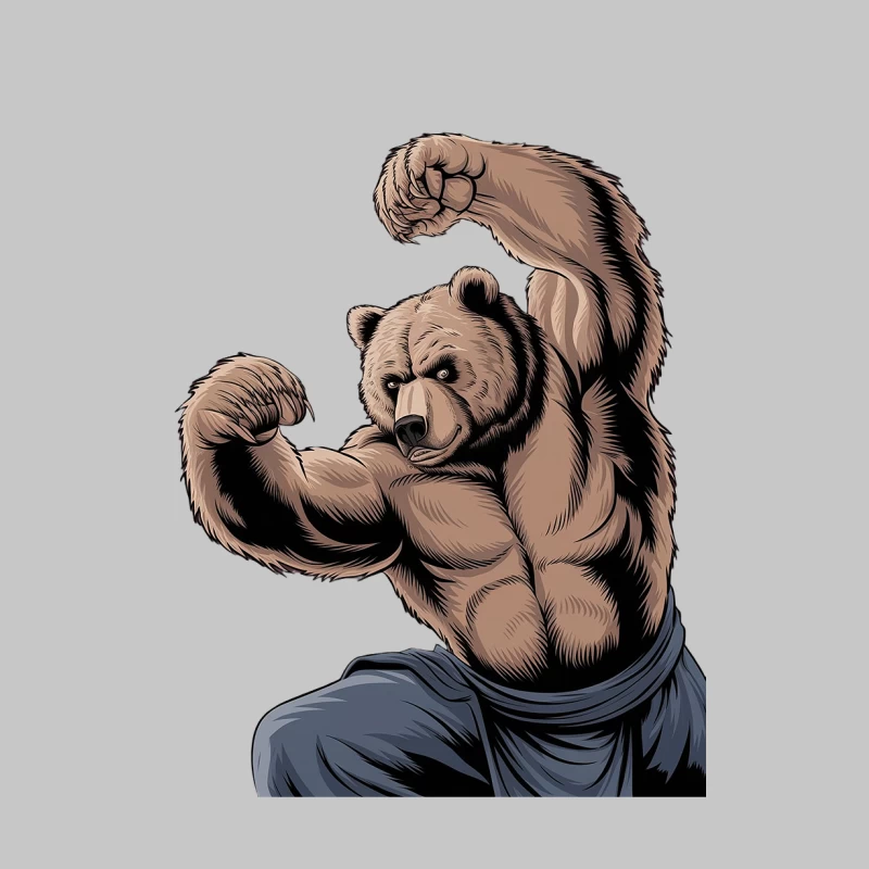 Muscular Anthropomorphic Bear Martial Artist Male Long Sleeve T-Shirt