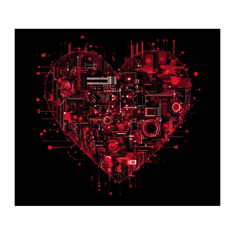 Cybernetic Love: A Digital Heart's Circuit Tapestry