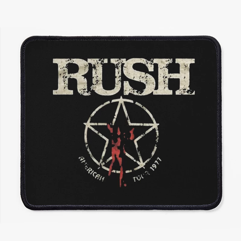 Rush Band Vintage Logo with Pentagram Star Design Mouse Pad