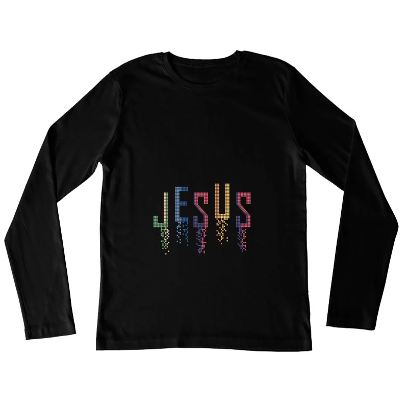 Jesus in Pixelkunst Damen Langarm T-Shirt