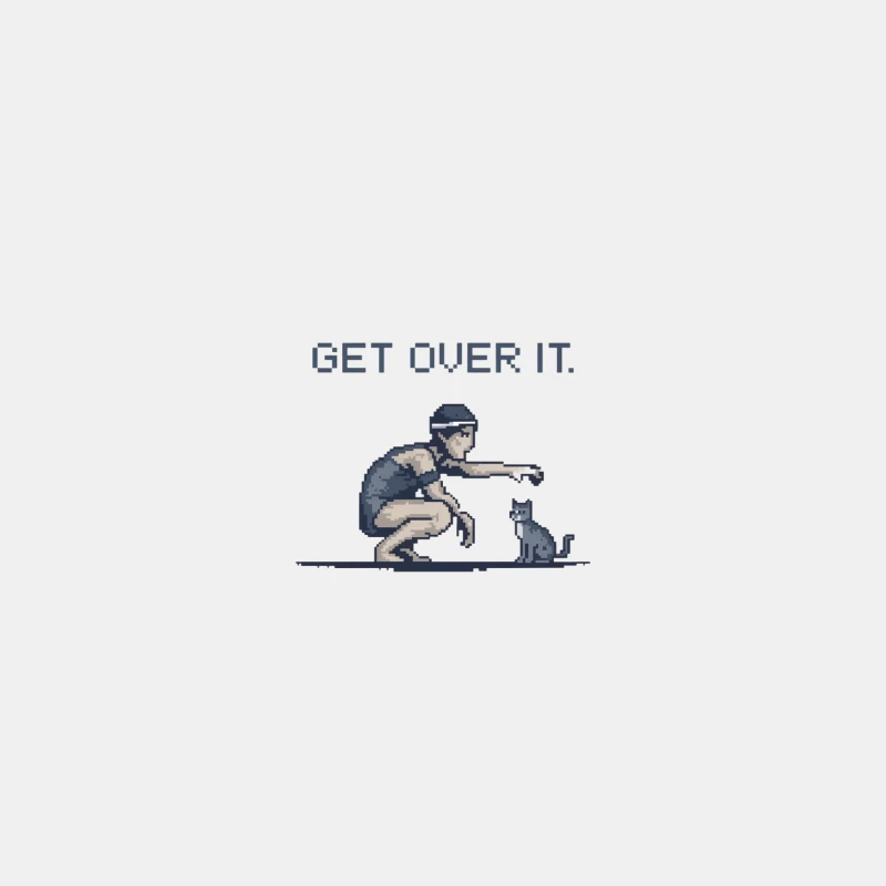 Pixelated Motivation: Human and Cat Overcoming Challenges Male Tank Top